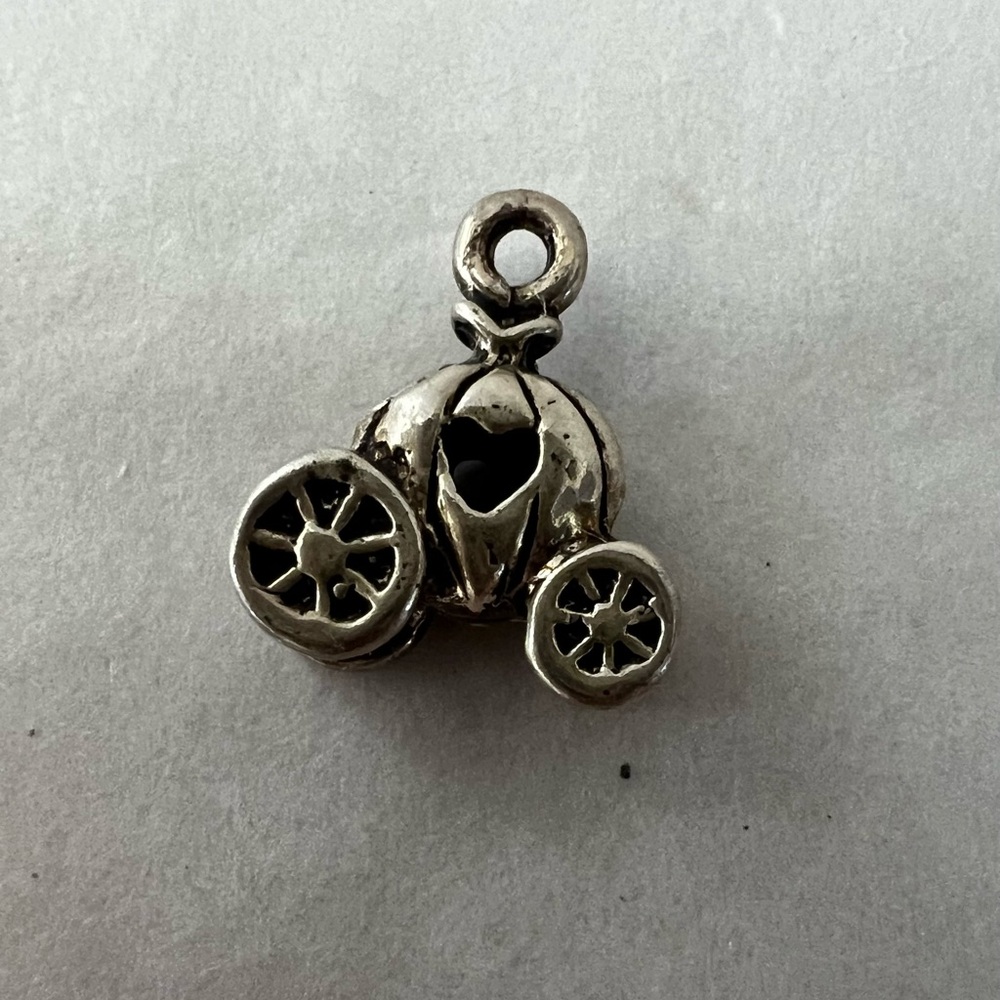 Pumpkin Carriage Sterling Silver Charm 925